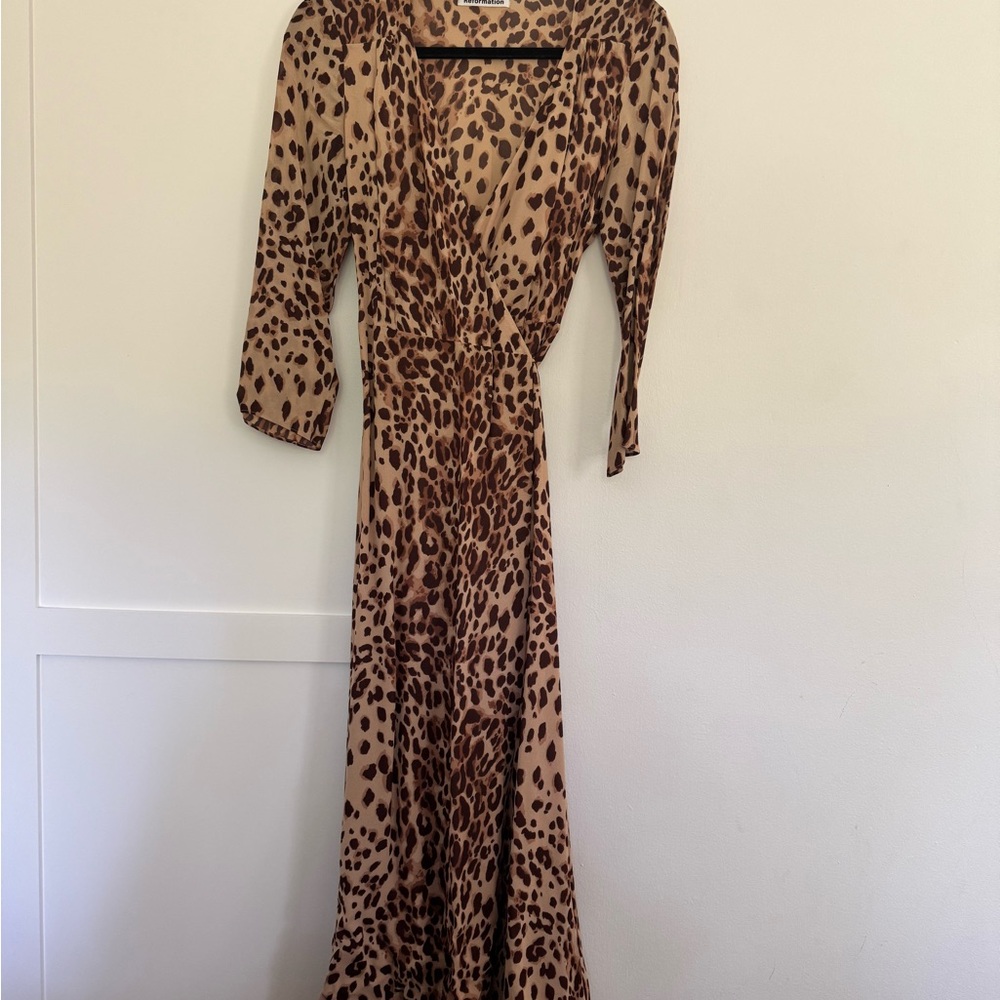 Reformation Leopard Print Wrap Dress
